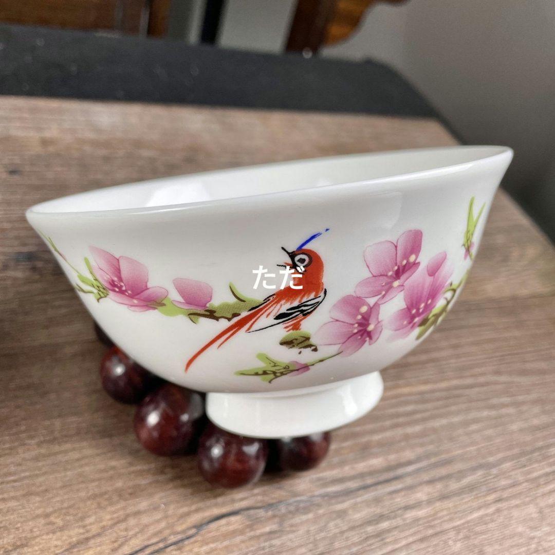 景徳鎮 陶磁器 水点桃花碗 装飾品 現代工芸品美術品 置物
