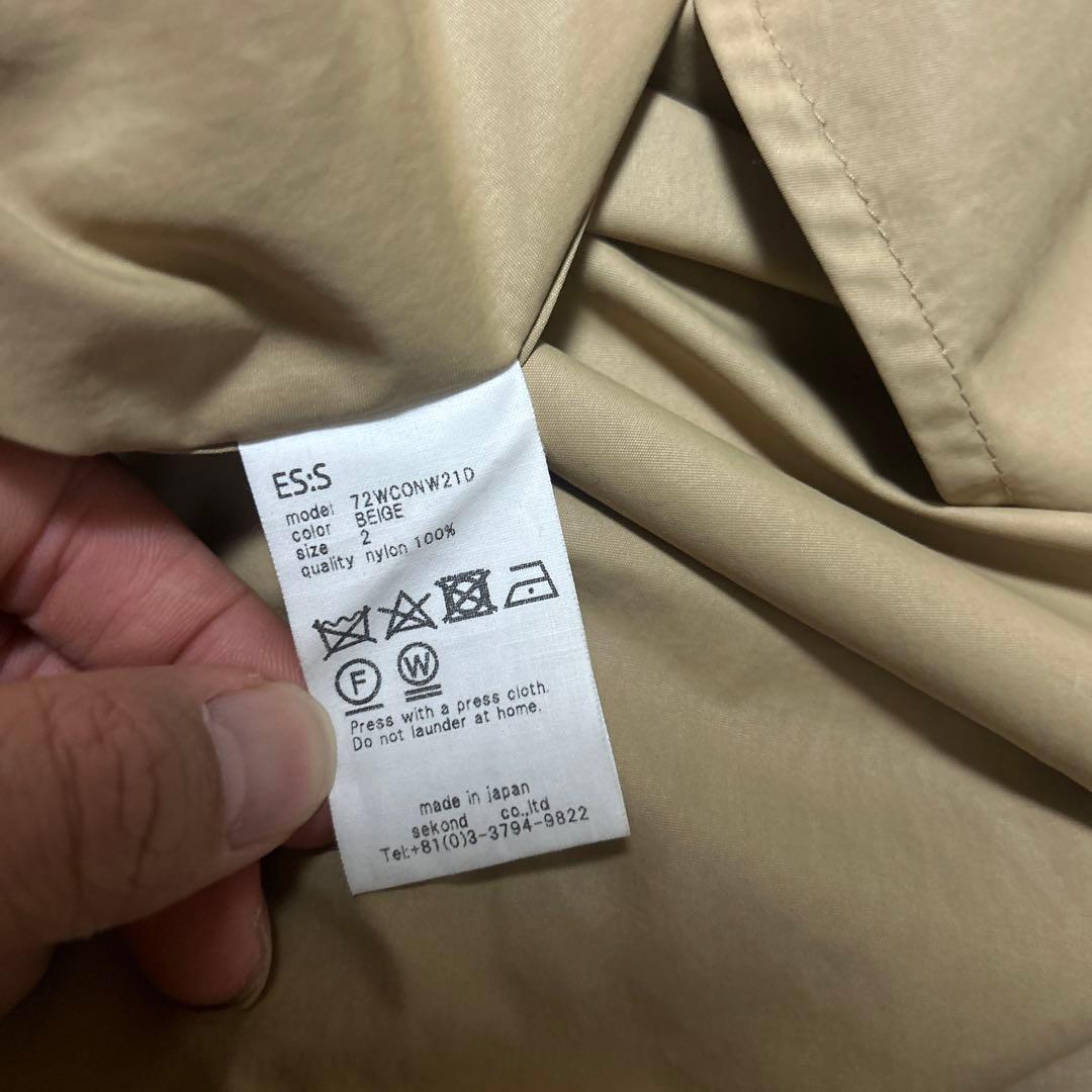 ★即売切デザイン★ ES:S トレンチコート　2サイズ　日本製　ベージュ　ロング