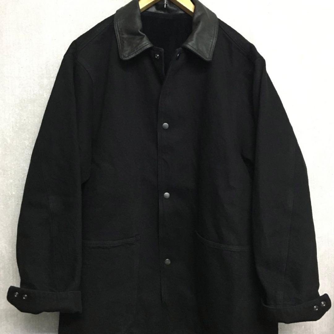 Denim leather jacket /カバーオール / Black