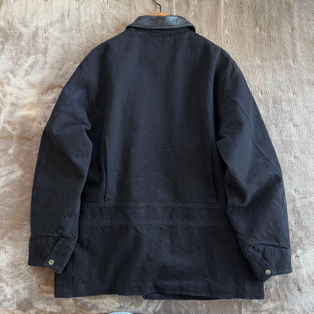 Denim leather jacket /カバーオール / Black