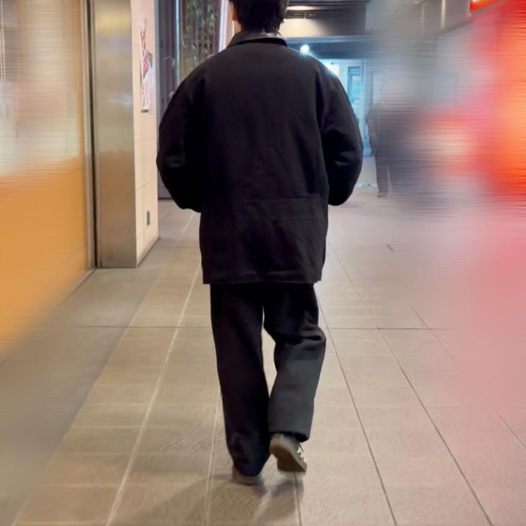 Denim leather jacket /カバーオール / Black