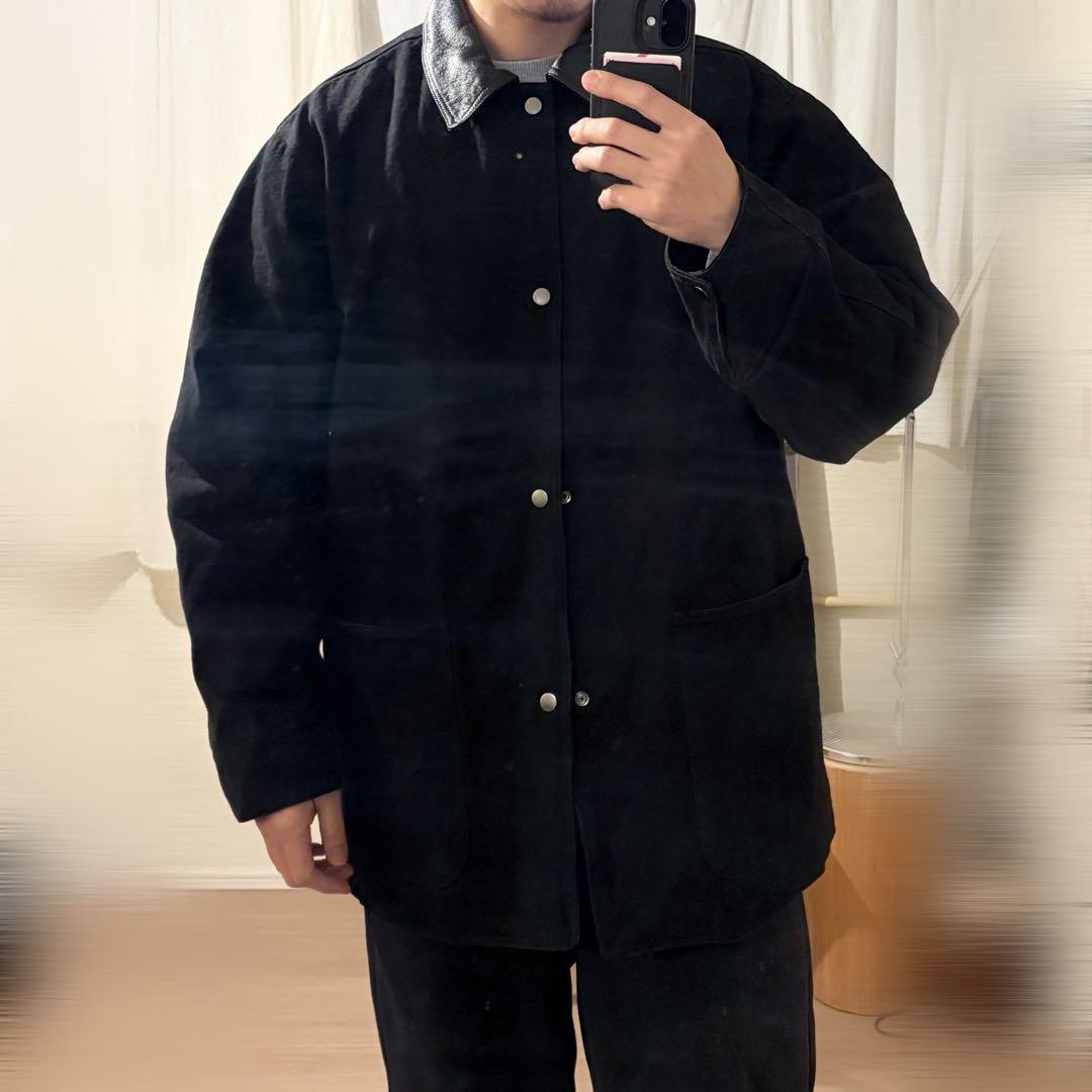 Denim leather jacket /カバーオール / Black