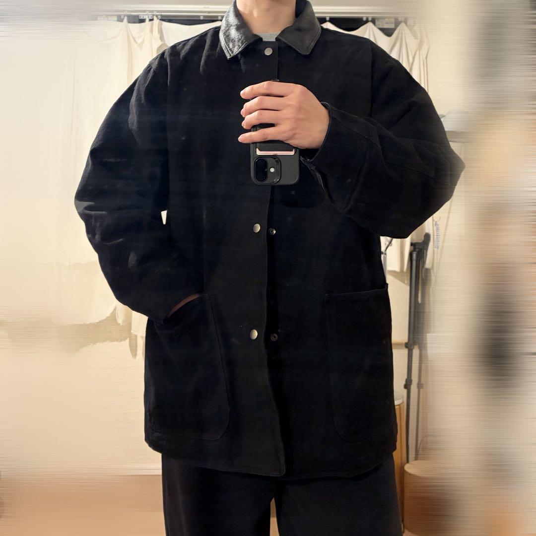 Denim leather jacket /カバーオール / Black