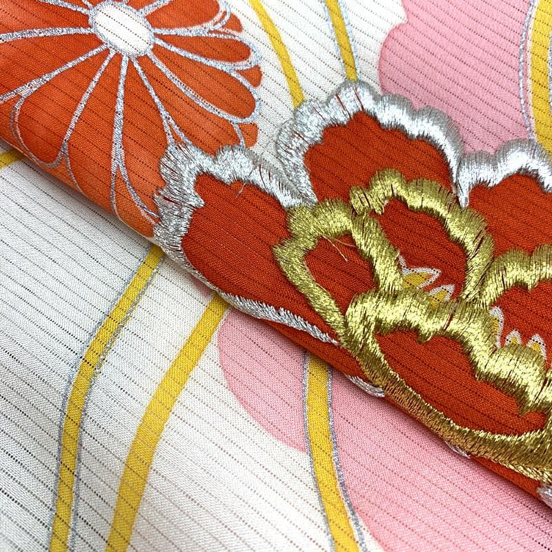 □503ax84□お宮参り 女児 絽 祝い着 掛け着 長襦袢付 花 刺繍□美品