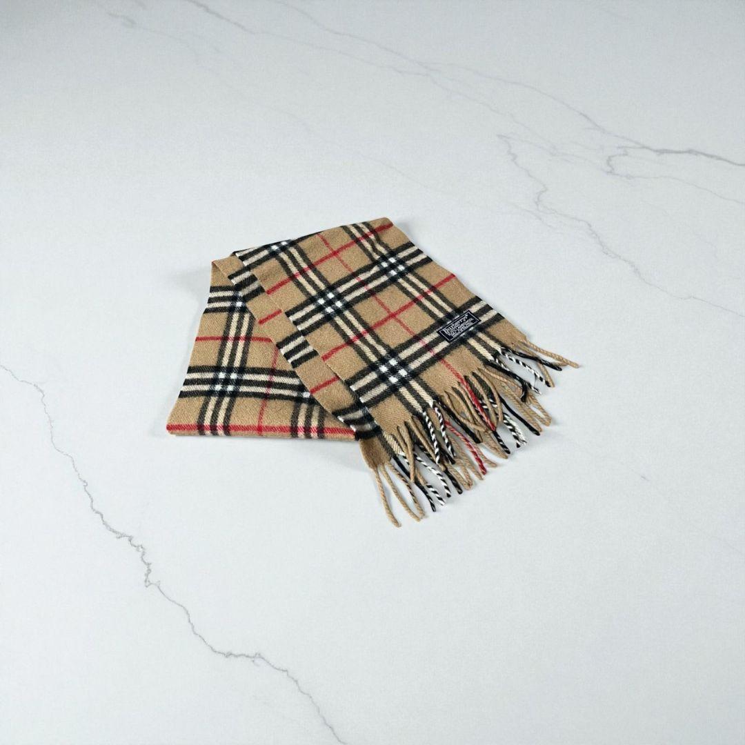 【美品】Burberry's チェック柄マフラー 100%ラムウール