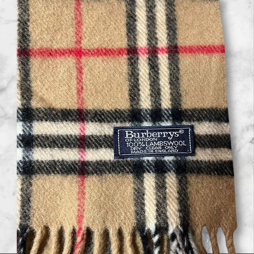 【美品】Burberry's チェック柄マフラー 100%ラムウール