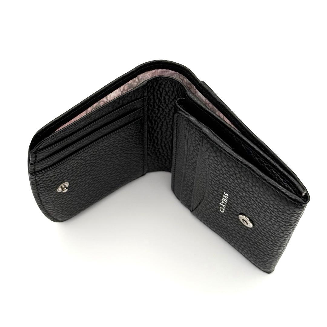 未使用級 クレイサス 二つ折り財布 ブラック レザー コンパクト ラデュレII