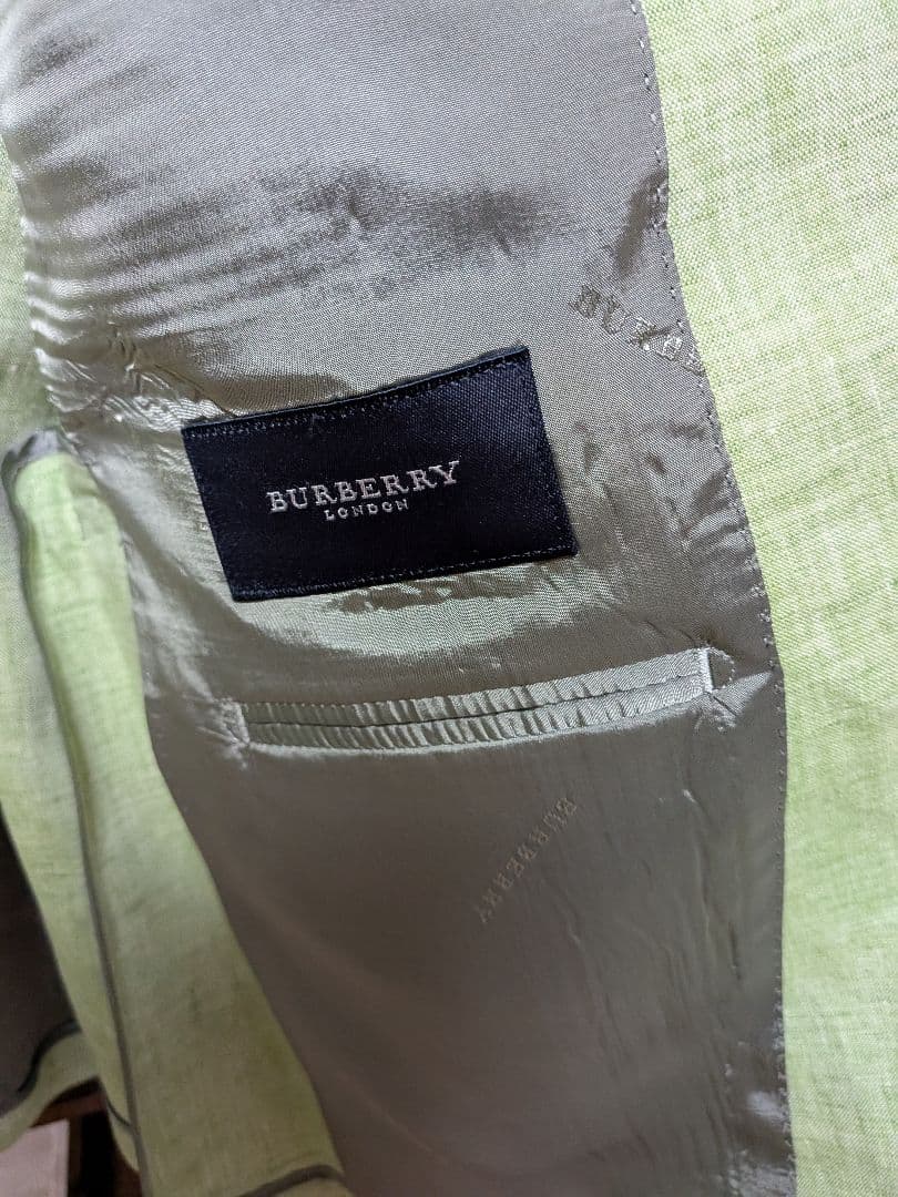 ★美品★バーバリー BURBERRY メンズ ライトグリーン リネン ジャケット