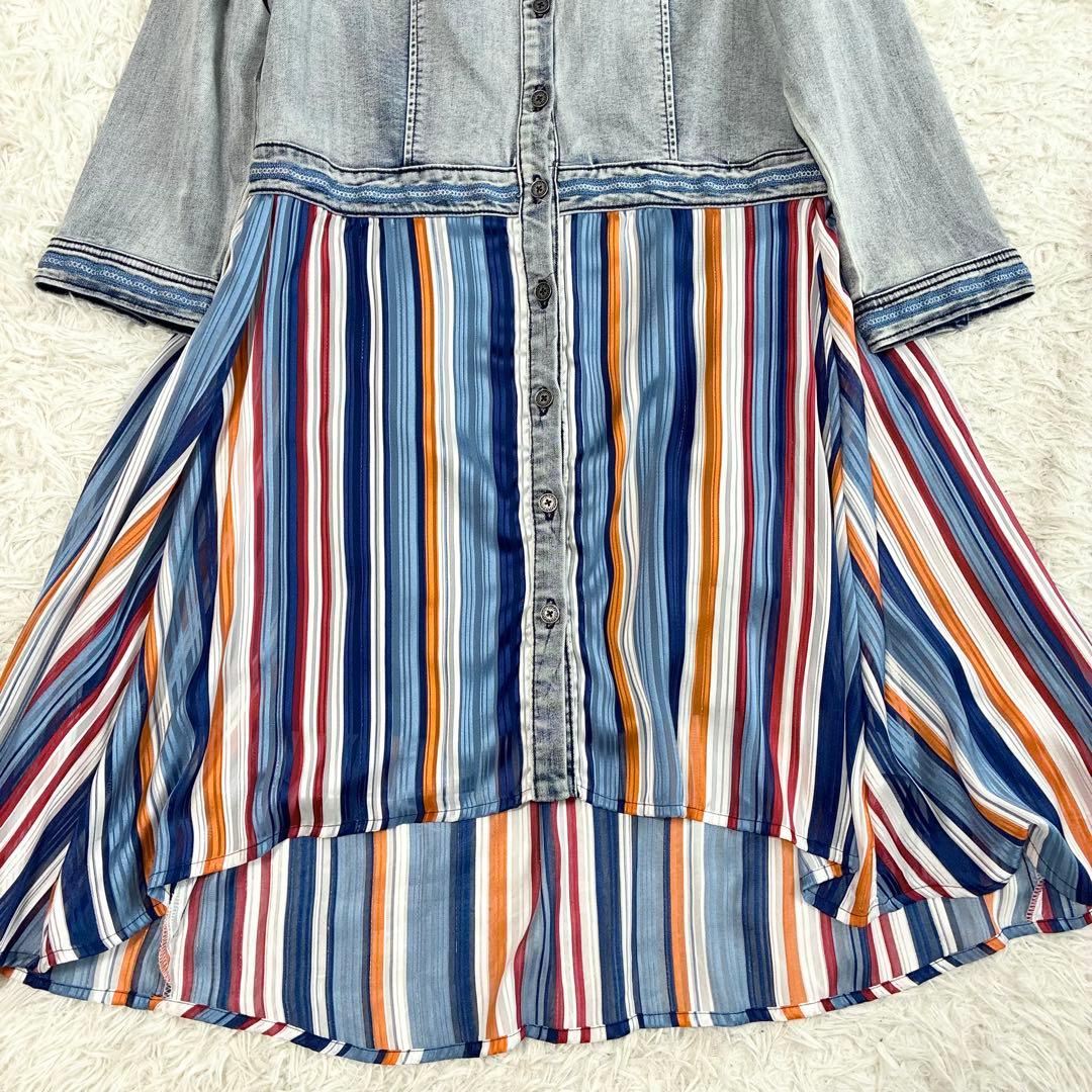 未使用級✨Desigual デニムドッキングワンピース マルチカラー 3XL
