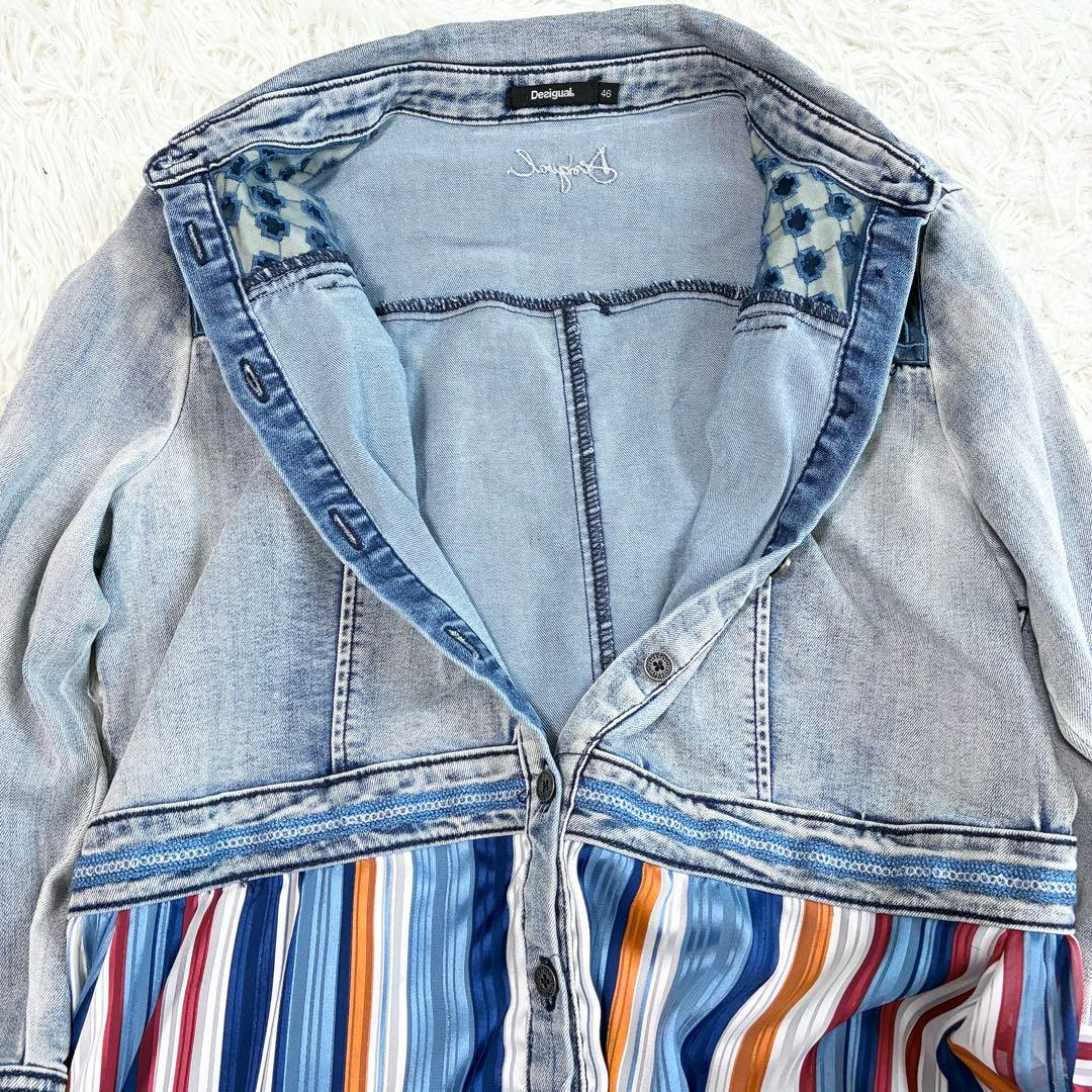 未使用級✨Desigual デニムドッキングワンピース マルチカラー 3XL