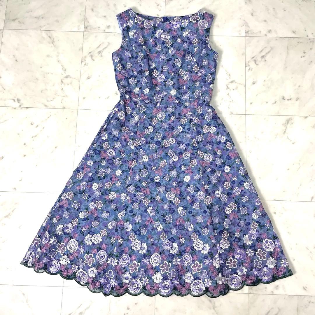 【極美品】定価11万 トッカ ANNAドレス 完全受注生産 希少 総刺繍 0紫
