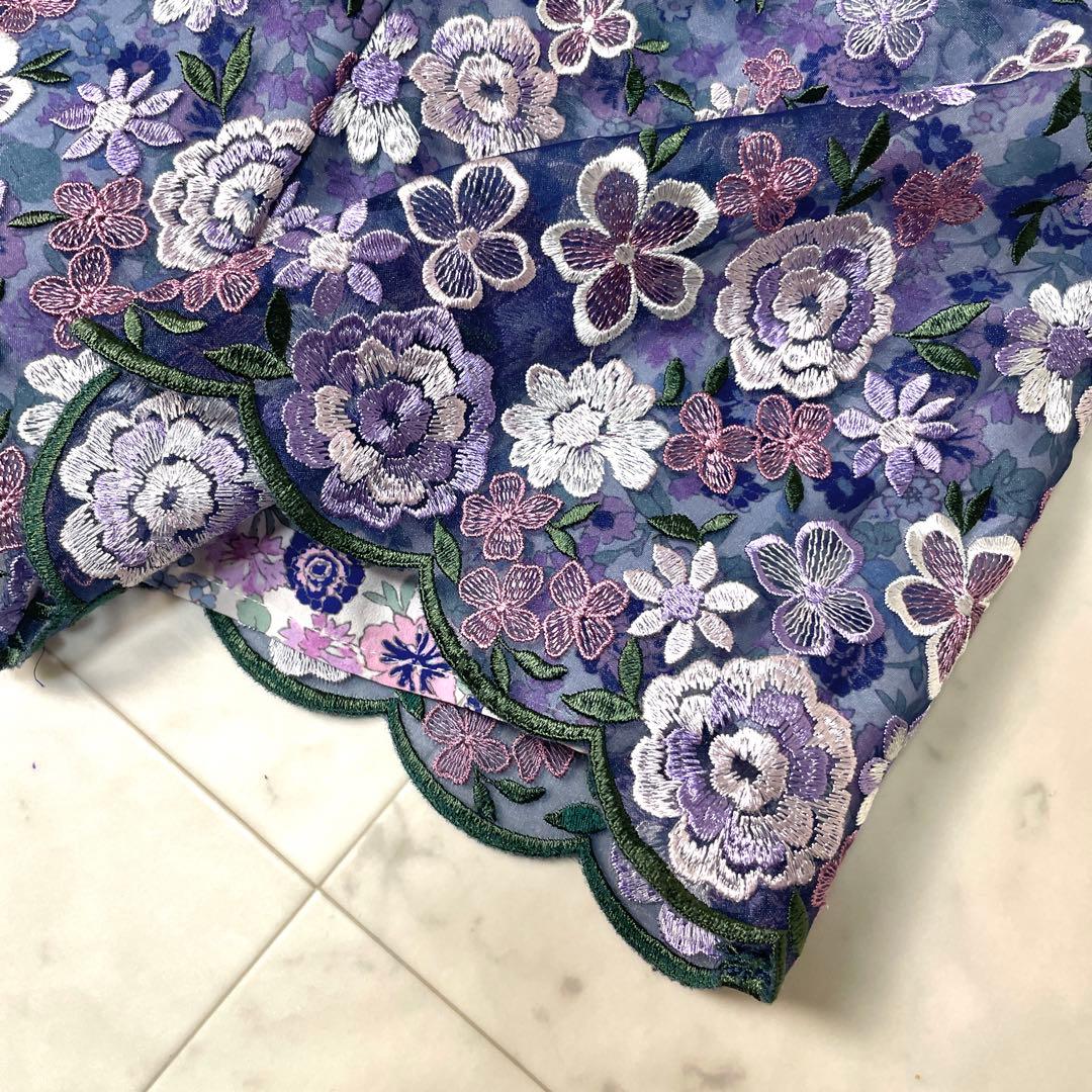 【極美品】定価11万 トッカ ANNAドレス 完全受注生産 希少 総刺繍 0紫