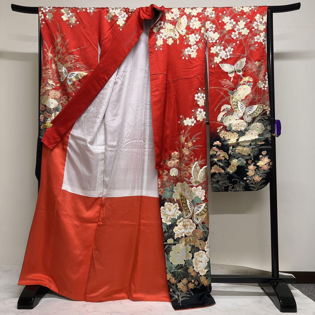 振袖　金彩　梅花　蝶　菊花　牡丹　桔梗　着物　101tz