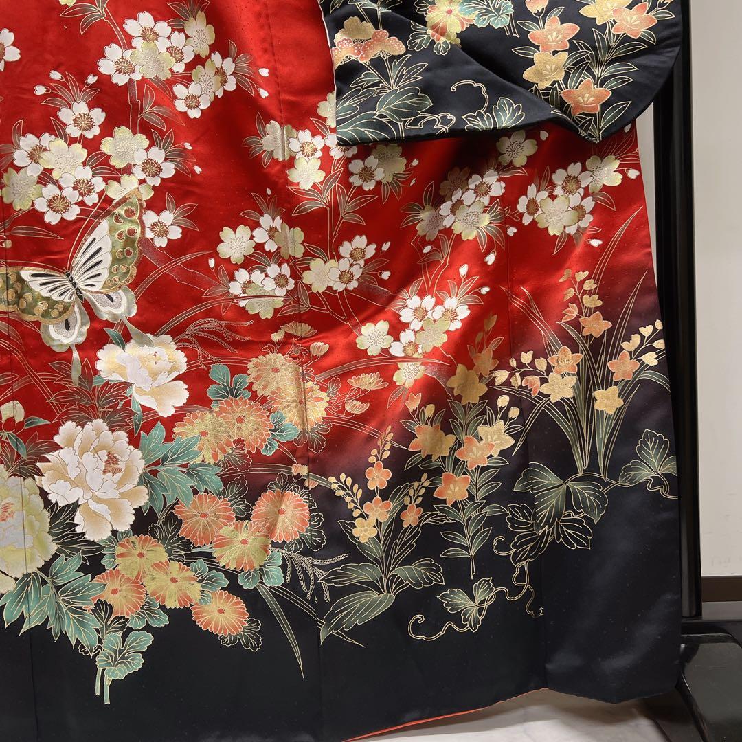 振袖　金彩　梅花　蝶　菊花　牡丹　桔梗　着物　101tz