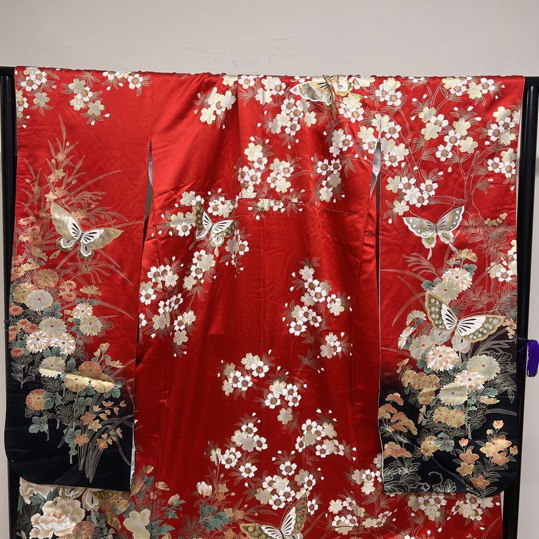 振袖　金彩　梅花　蝶　菊花　牡丹　桔梗　着物　101tz
