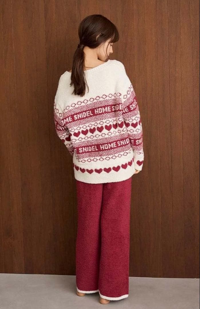 スナイデルホーム ノルディックカーディガン レッド