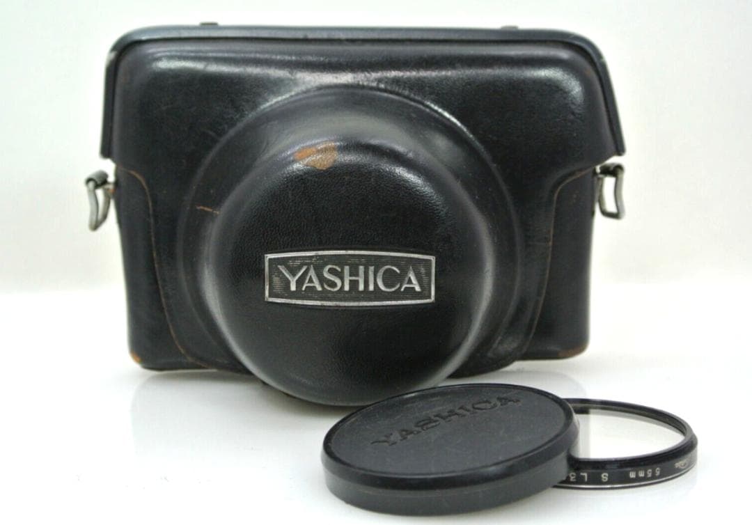 美品ヤシカ エレクトロ35 フィルムカメラ 第1世代革ケース付き完動品