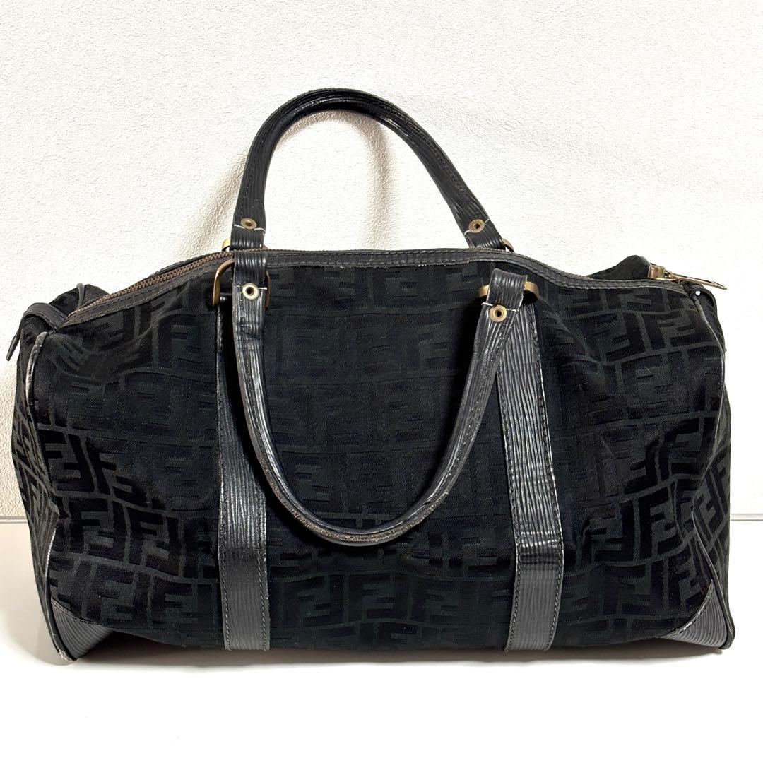 【FENDI】ズッカ柄 ボストンバッグ ブラック ヴィンテージ