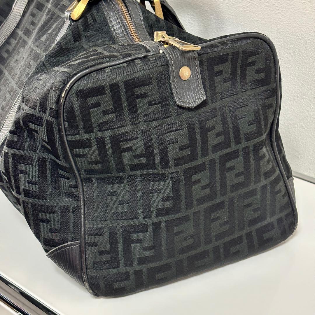 【FENDI】ズッカ柄 ボストンバッグ ブラック ヴィンテージ