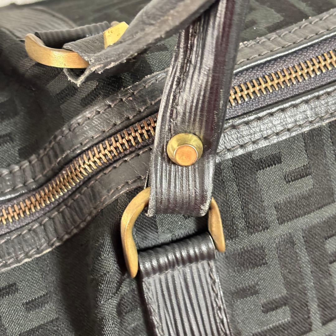 【FENDI】ズッカ柄 ボストンバッグ ブラック ヴィンテージ