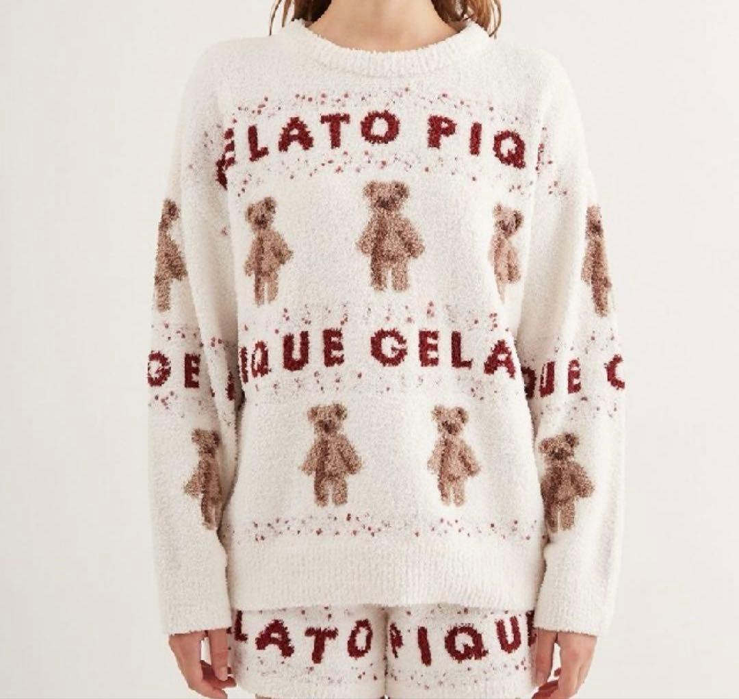 GELATO PIQUE テディベア柄ルームウェア もこもこセットアップ