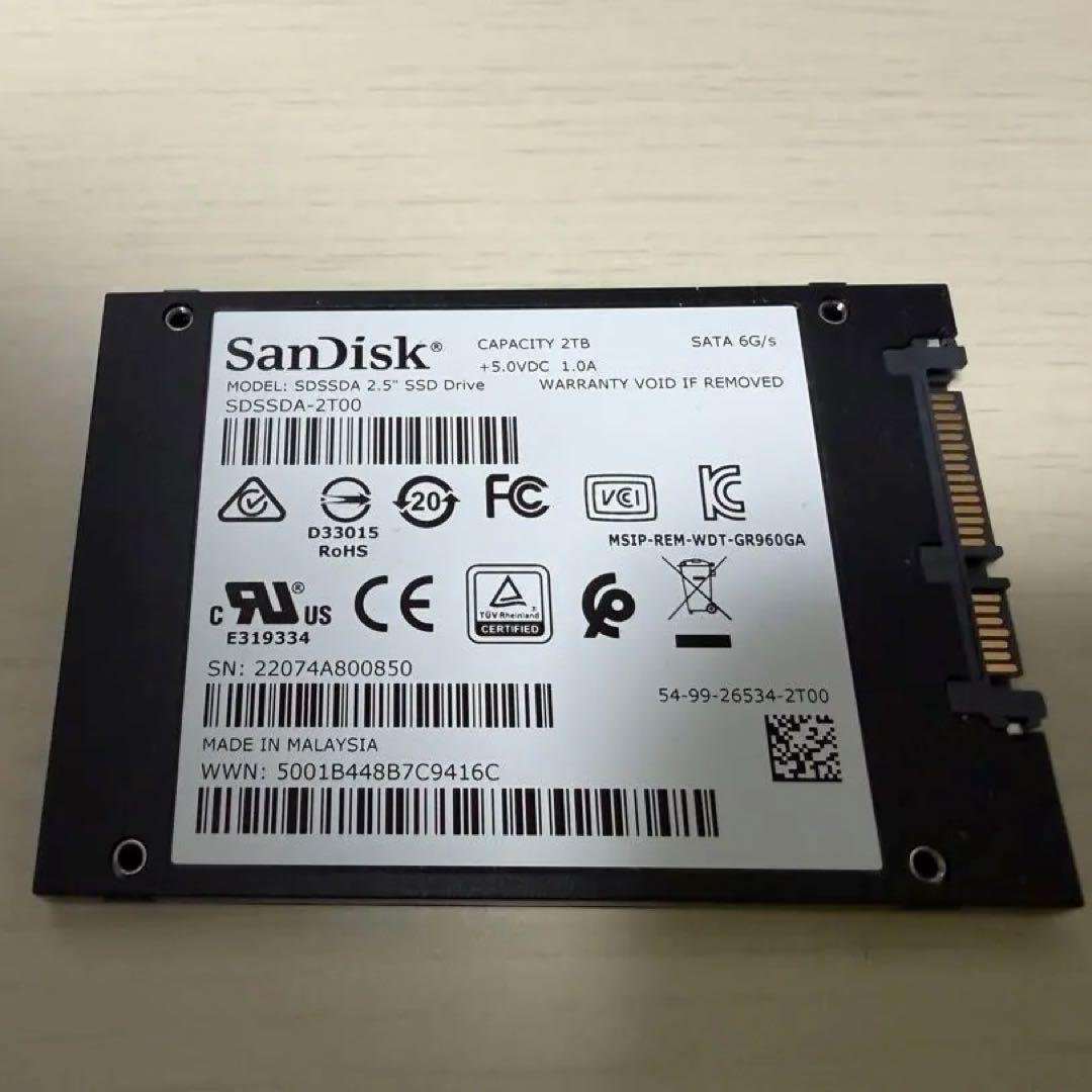 SanDisk SSD PLUS SSD 2TB 使用時間263時間