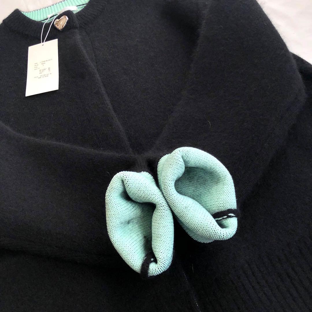 Liten リテン Bicolor raccoon knit coatigan