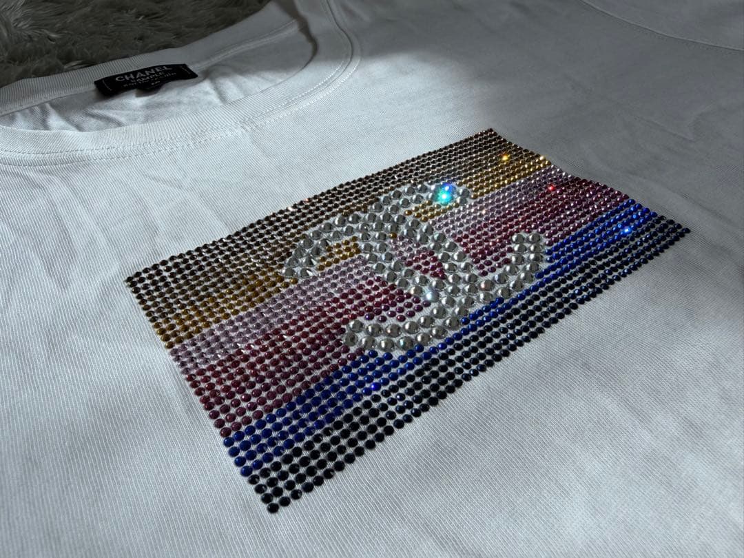 大特価‼️ CHANEL ココマーク ラインストーン 半袖Tシャツ ロゴ