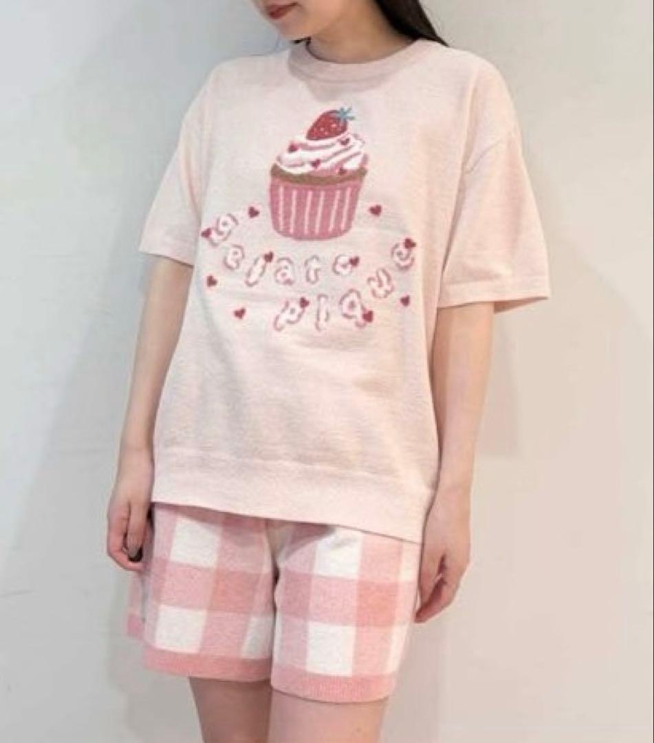 【新品タグ付き】ジェラートピケカップケーキプルオーバー&チェック柄ショートパンツ