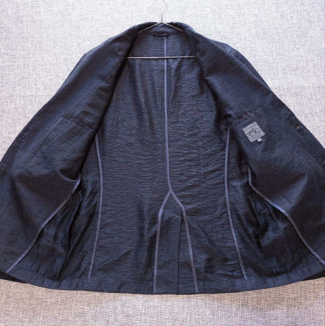 カルバンクライン　国内正規品　リネン　ネイビー　春夏　テーラードジャケット