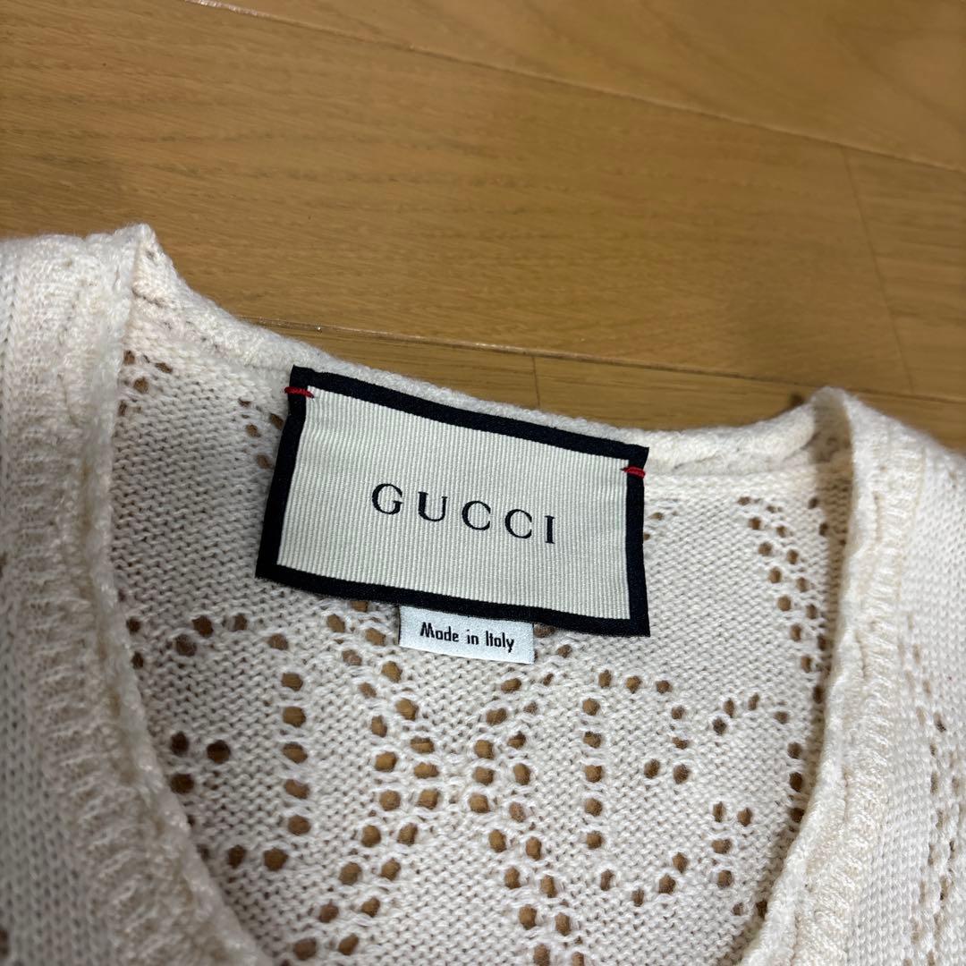 GUCCI グッチ GG柄 透かし編み カーディガン ウール