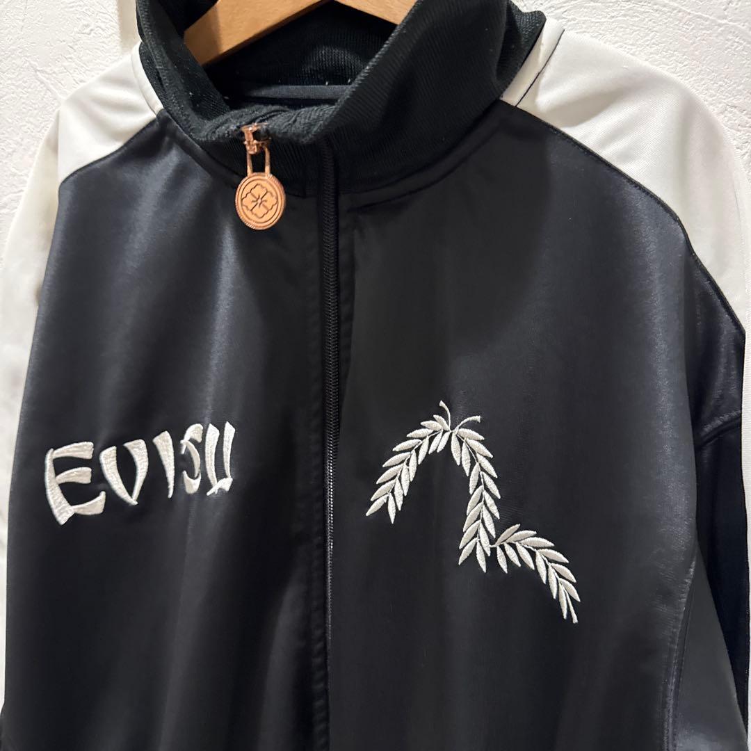 EVISU ジップアップジャケット ジャージ 黒/白 40 エビス　エヴィス