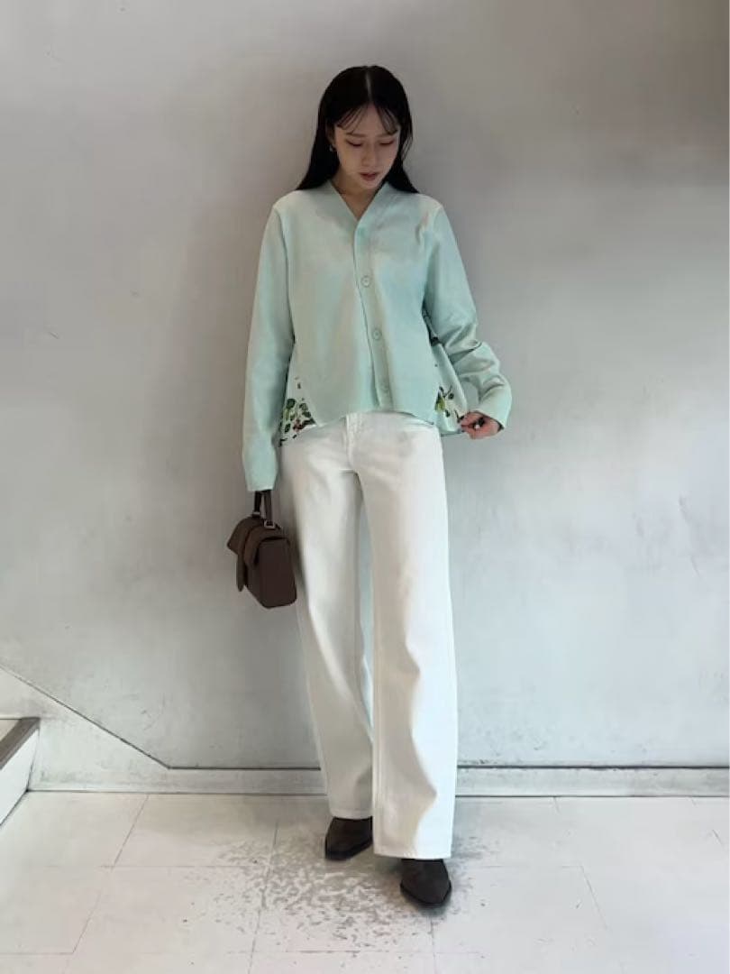 mila owen カシミヤコットンボタニカルドッキングカーディガン