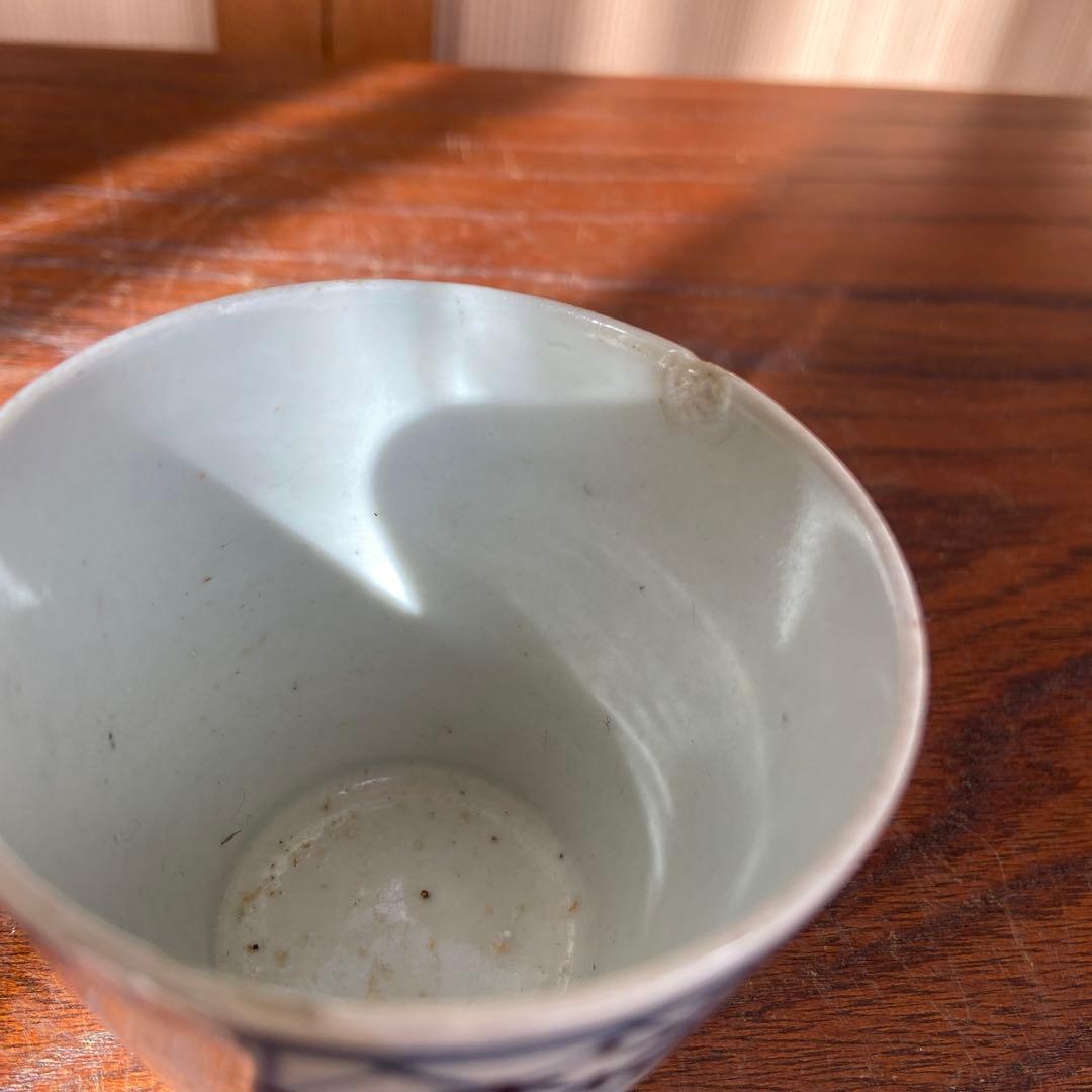 古伊万里染付市松模様の図蕎麦猪口