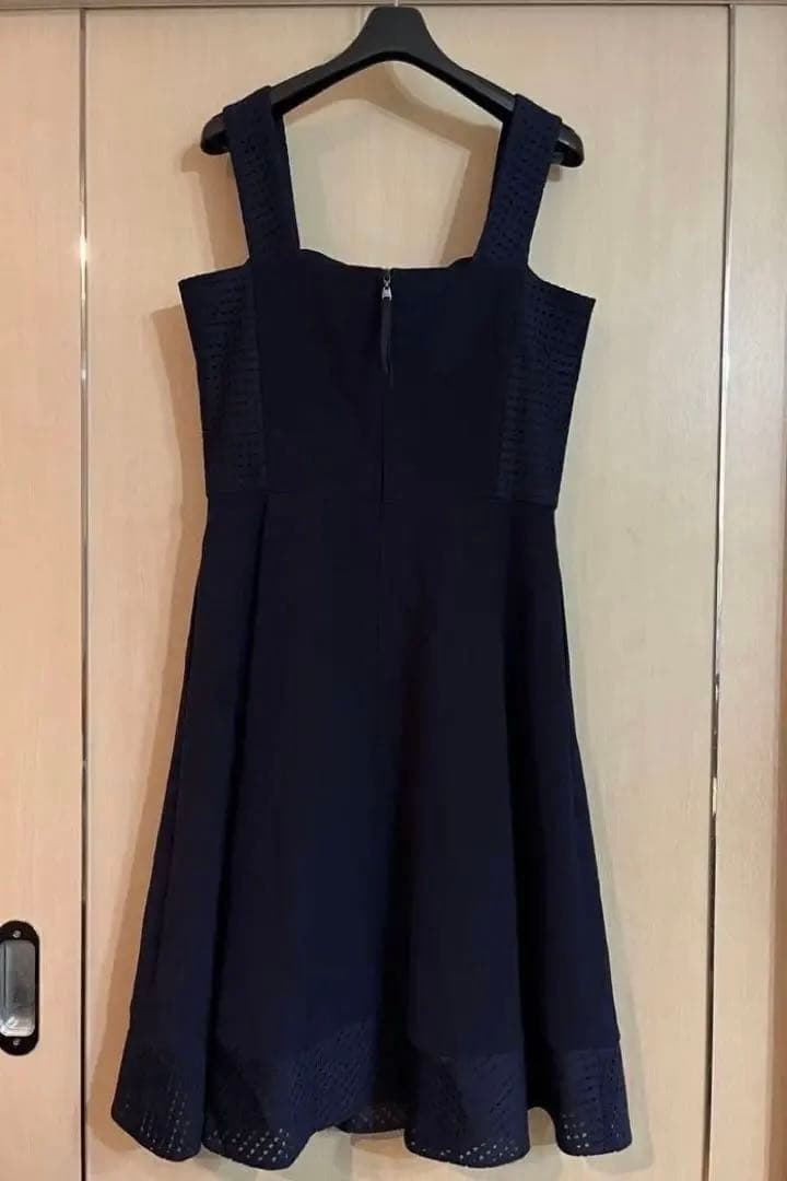 美品 フォクシー FOXEY NEW YORK 42ワンピース紺ネイビー