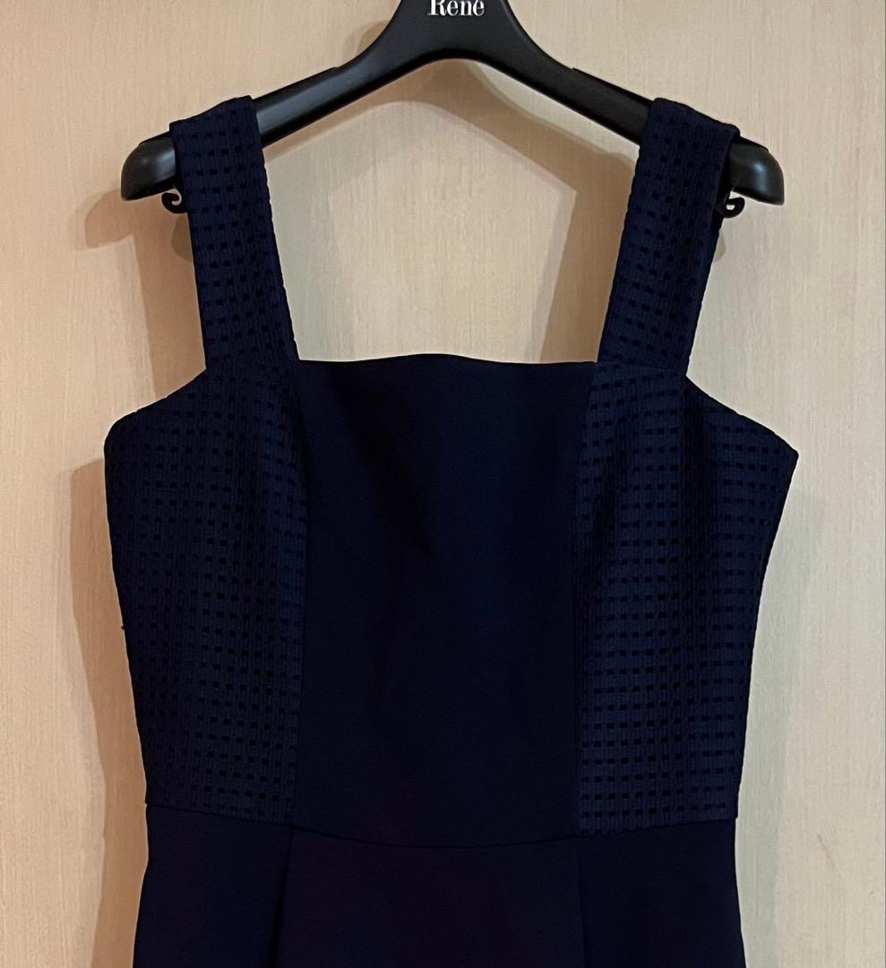 美品 フォクシー FOXEY NEW YORK 42ワンピース紺ネイビー