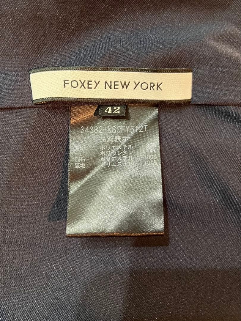 美品 フォクシー FOXEY NEW YORK 42ワンピース紺ネイビー