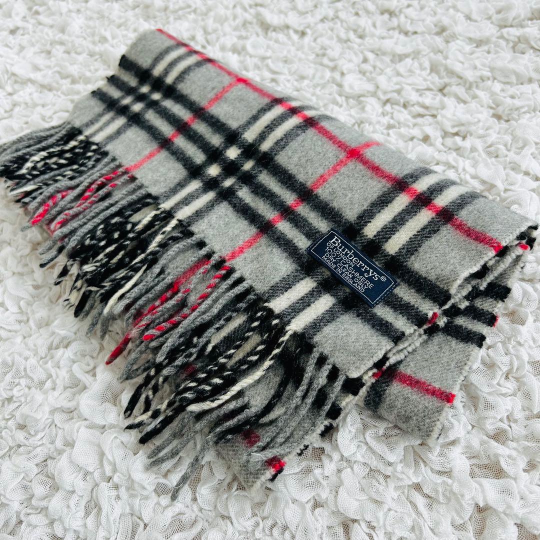 Burberrys カシミヤ 100% マフラー グレー ノバチェック 英国製