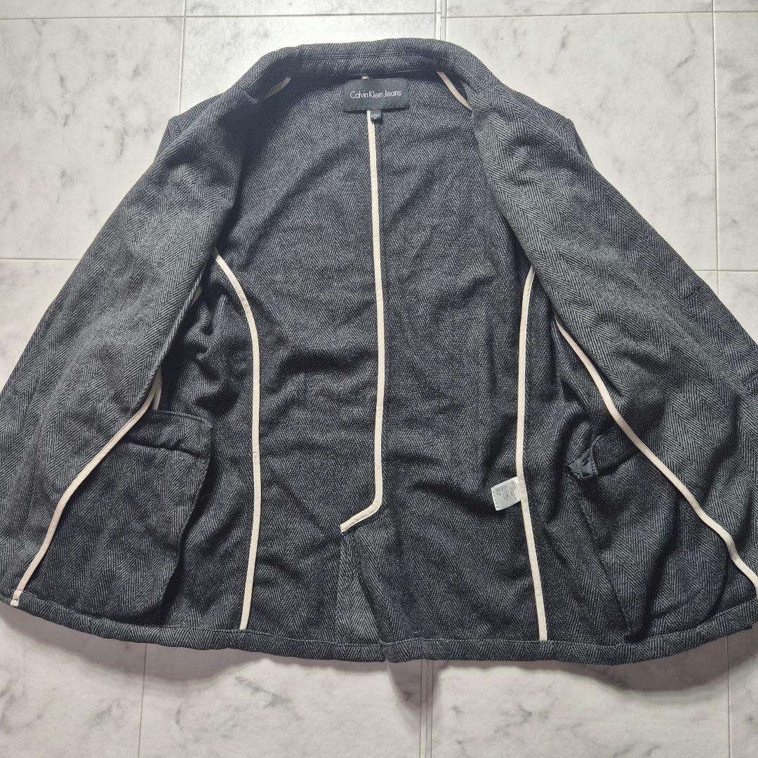 【美品】カルバンクライン カシミヤ混 テーラードジャケット エルボーパッチ M
