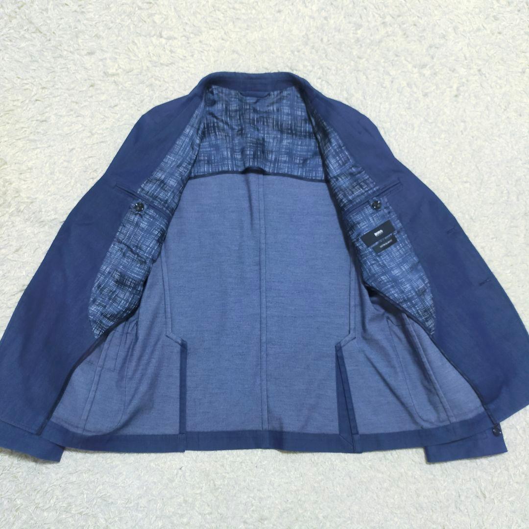 【極美品】ヒューゴボス・ジャケット・デニム・ストレッチ・インディゴブルー2XL～