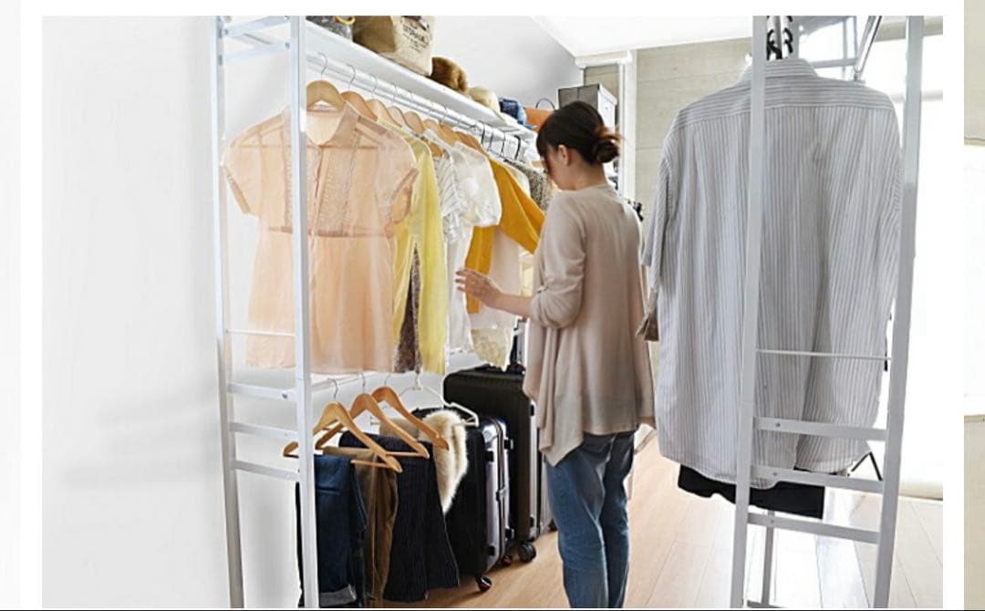 【サキ】2つセット突っ張りハンガーラック クローゼット大容量