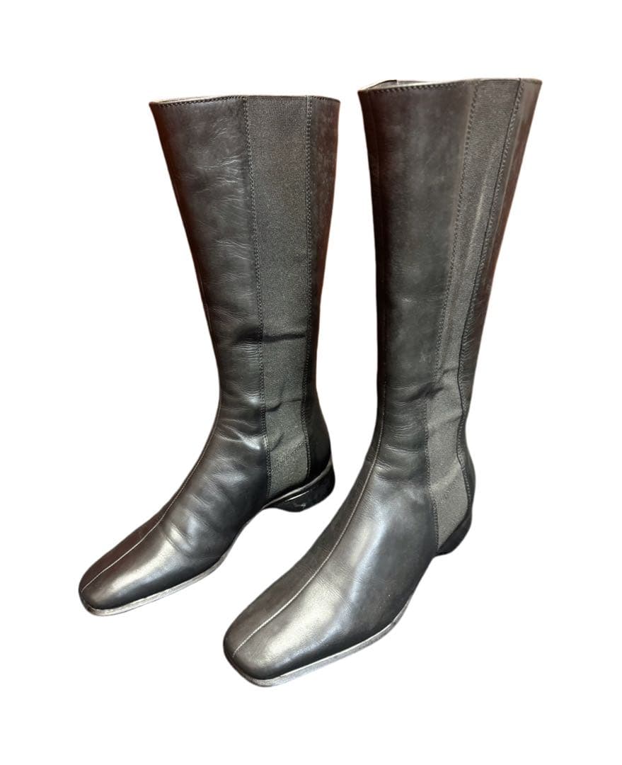 PRADA プラダ　 ブラック レザー ロングブーツ