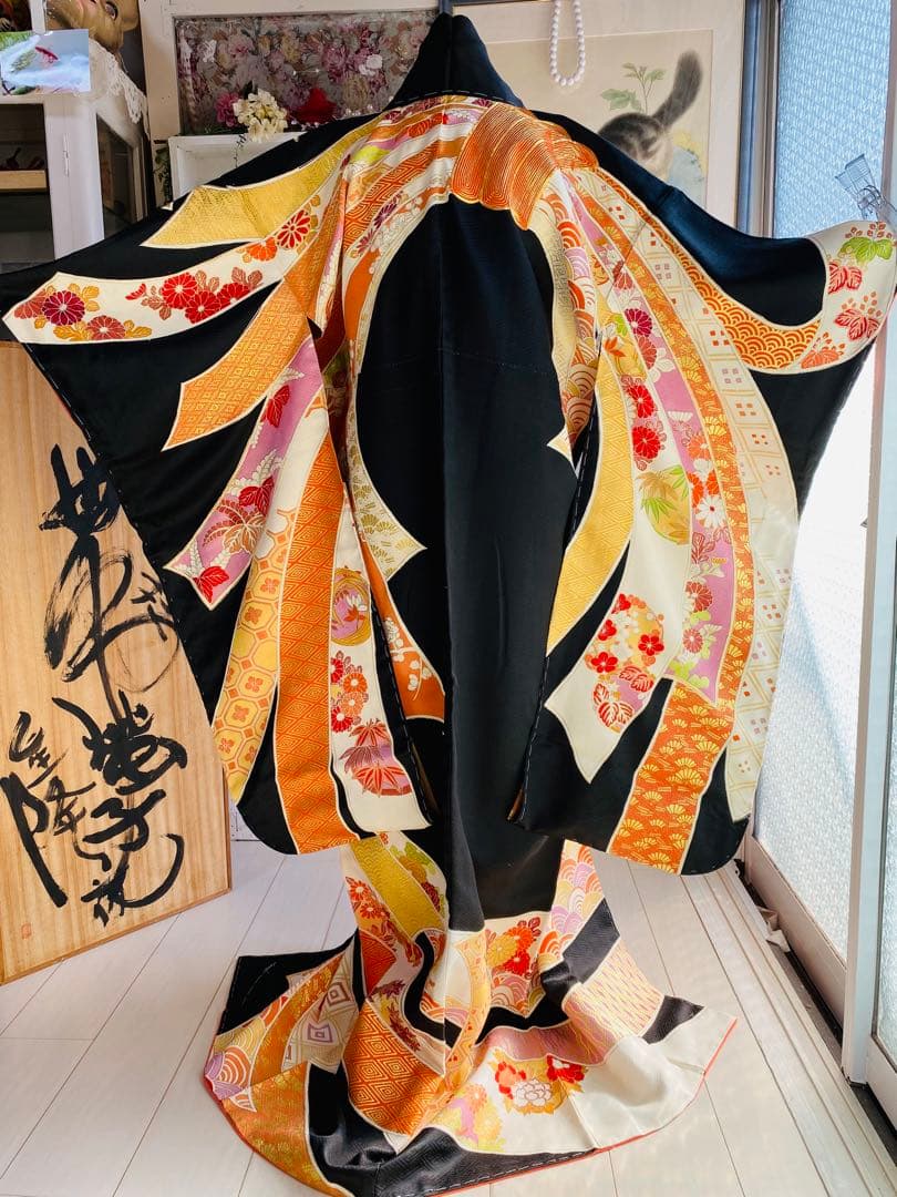 KK★ 様F69中振袖 正絹（袋帯 重ね衿 帯揚げ 帯締め 帯飾りプレゼント