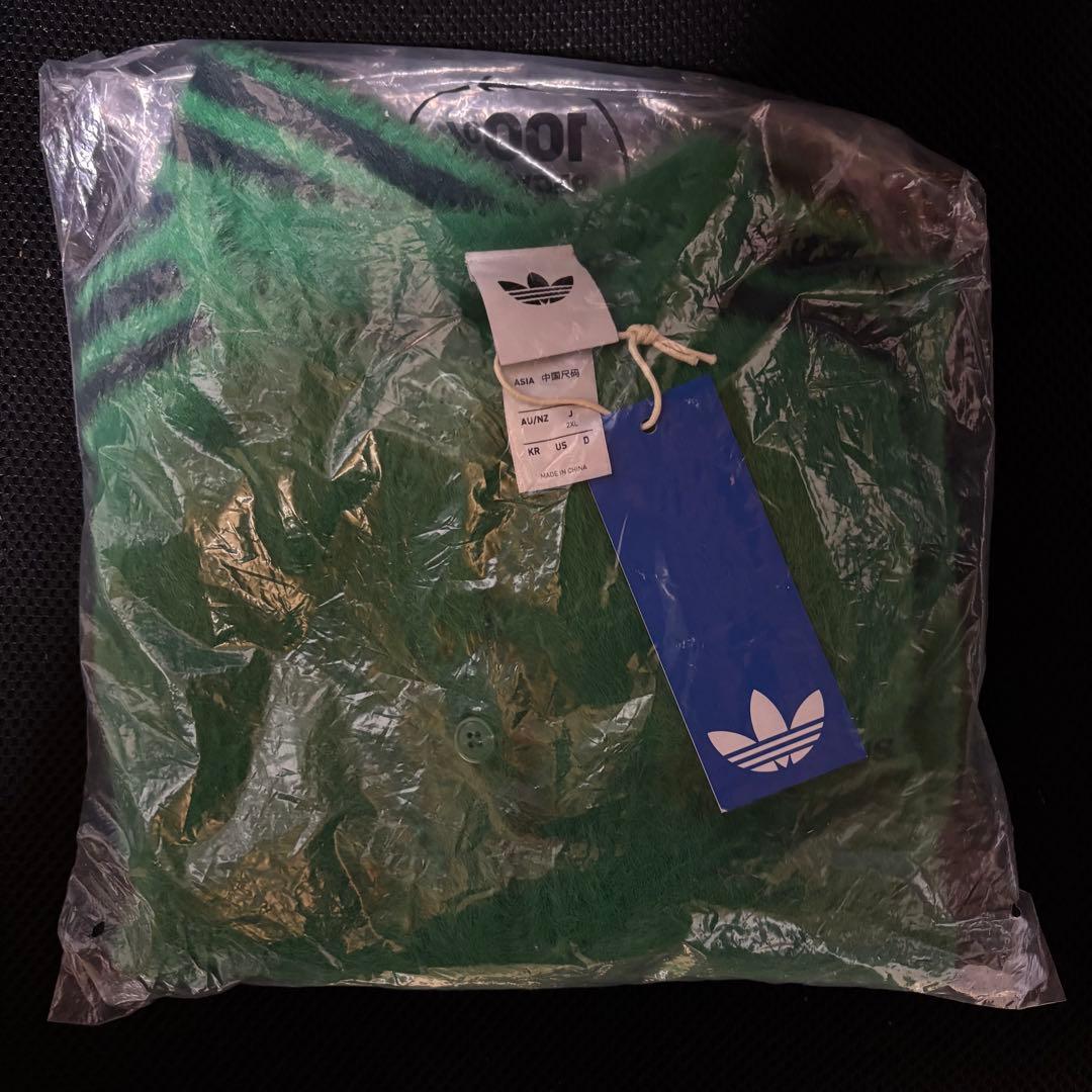 新品2XL⭐️adidas フラッフィーニット カーディガン グリーン 重盛さと美