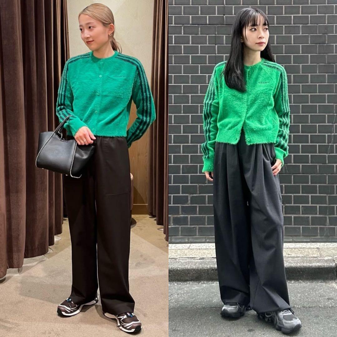 新品2XL⭐️adidas フラッフィーニット カーディガン グリーン 重盛さと美