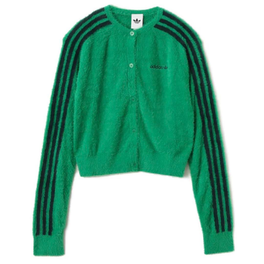 新品2XL⭐️adidas フラッフィーニット カーディガン グリーン 重盛さと美