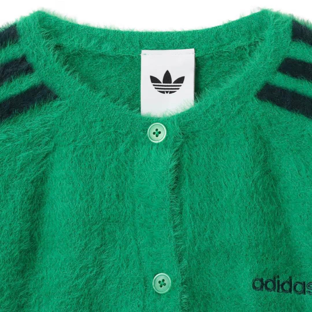 新品2XL⭐️adidas フラッフィーニット カーディガン グリーン 重盛さと美