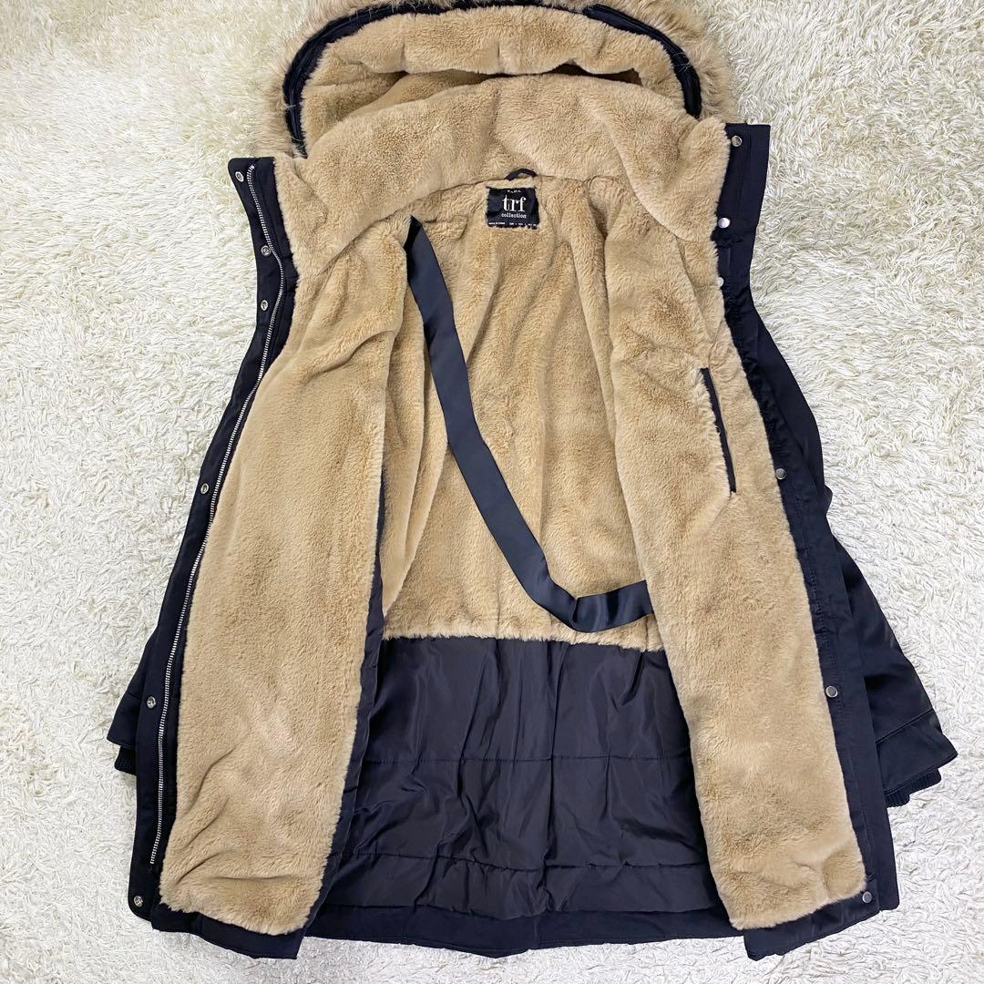 【美品】ZARA trf 2way中綿モッズコート ファー ボア L ブラック