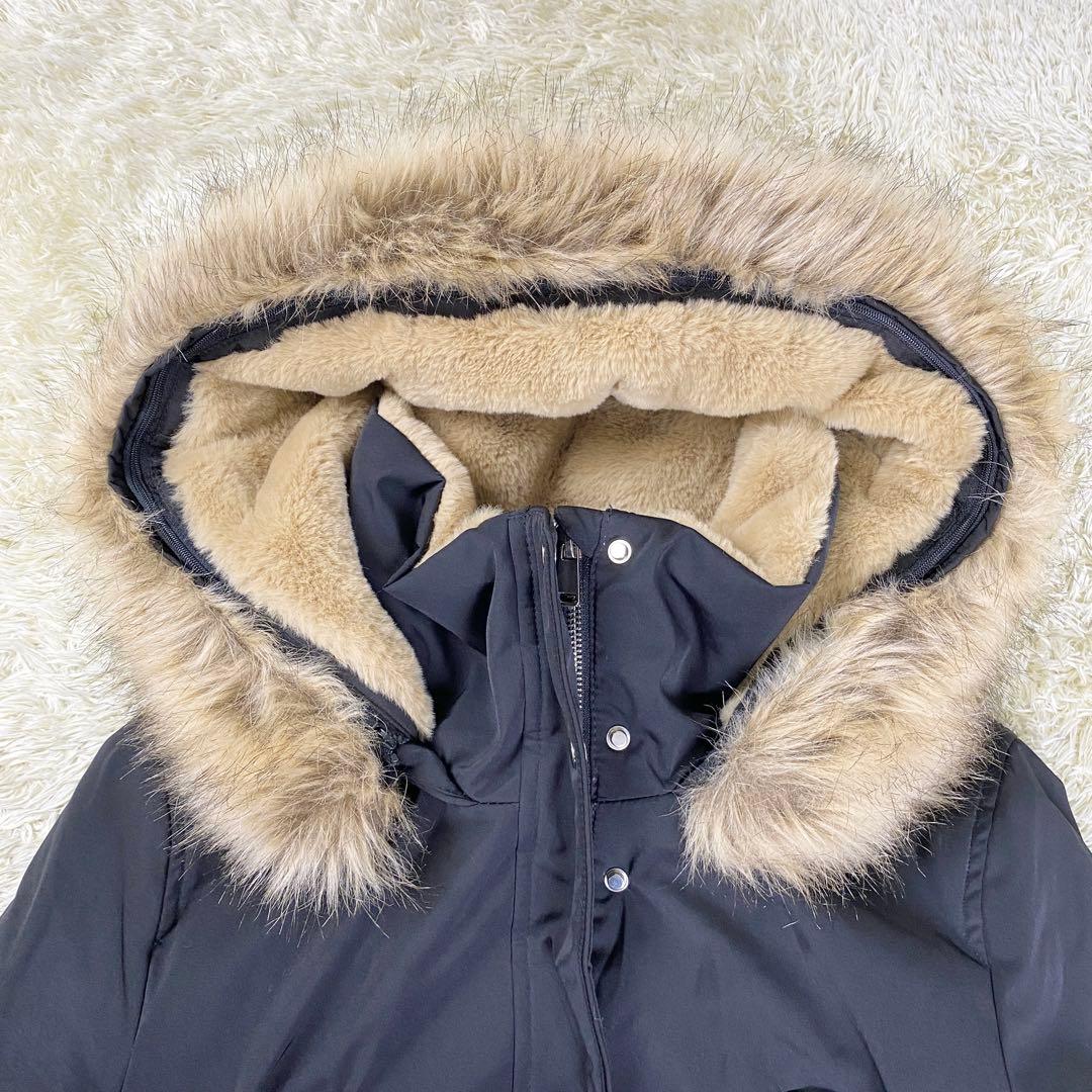 【美品】ZARA trf 2way中綿モッズコート ファー ボア L ブラック