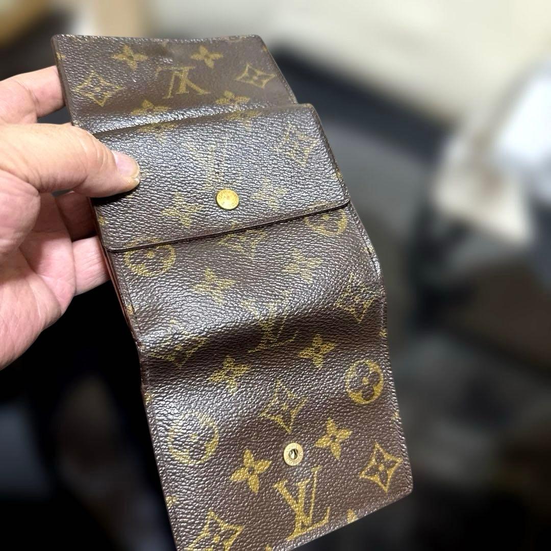 ⑥★在庫セール/良品♪モノグラム Wホック折財布